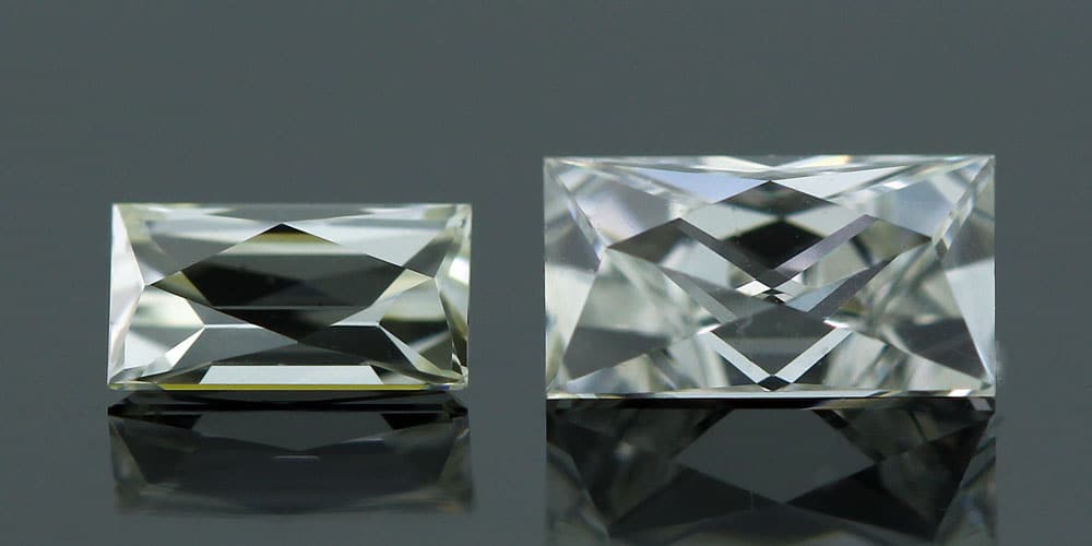 Two French cut Diamonds. French cut baguette Diamond and GemConcepts French cut Diamond