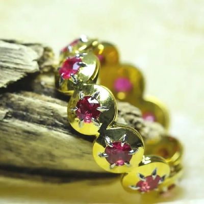 Contemporary Style Gem Band set with Vintage Rubies