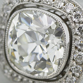 Antique Platinum Old Mine Cut Diamond ring