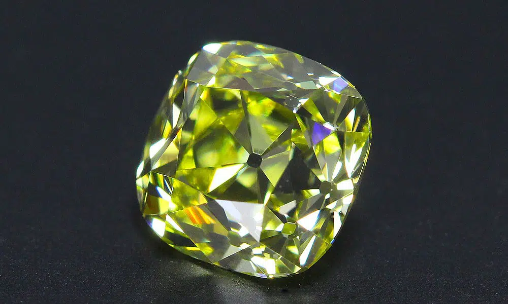 A Fancy Intense Yellow Old Mine Cut Diamond