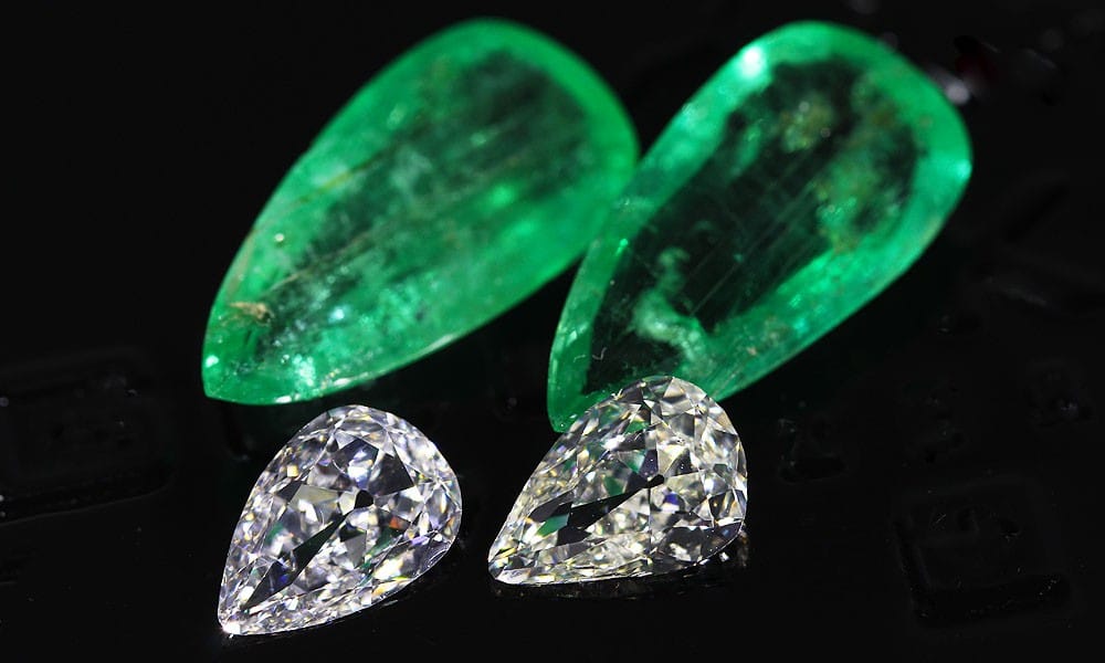Unique Pair of Old Mine Pear Cut Diamonds