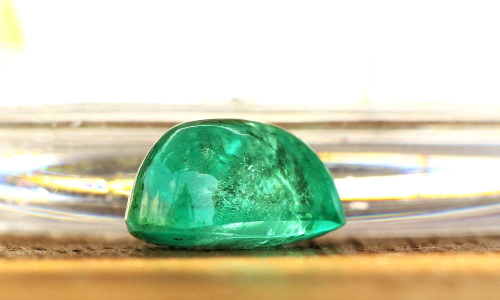High Domed Egg Shaped Cabochon Cut 3.55 carat Emerald