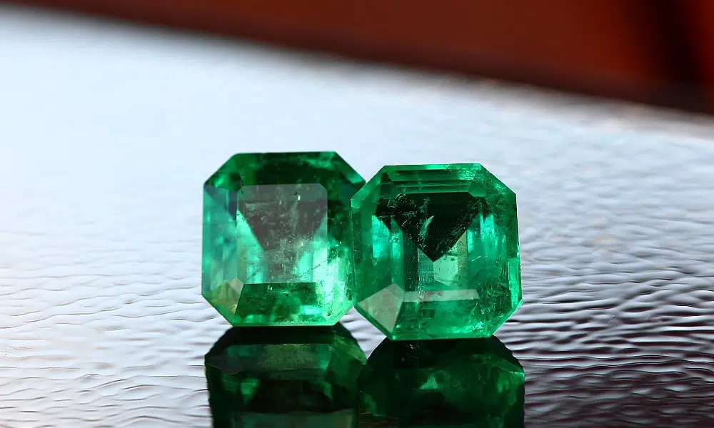 Pair of Old Style Asscher Cut 6.20 carat Emeralds