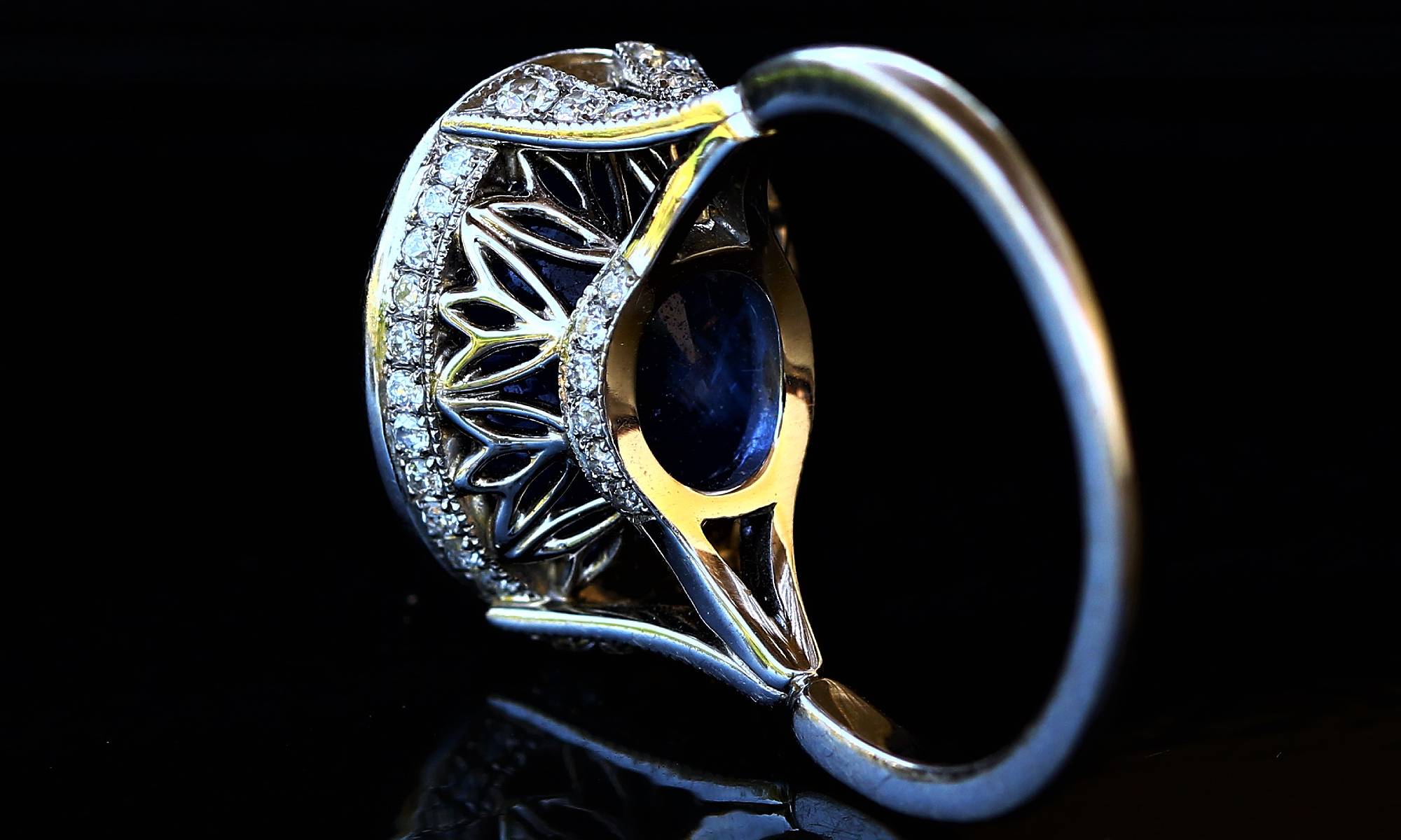 Antique Engraved Gold Ceylon Sapphire Intaglio Men's Ring
