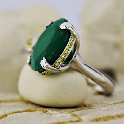 Vintage Emerald & Colored Diamonds Fun Ring