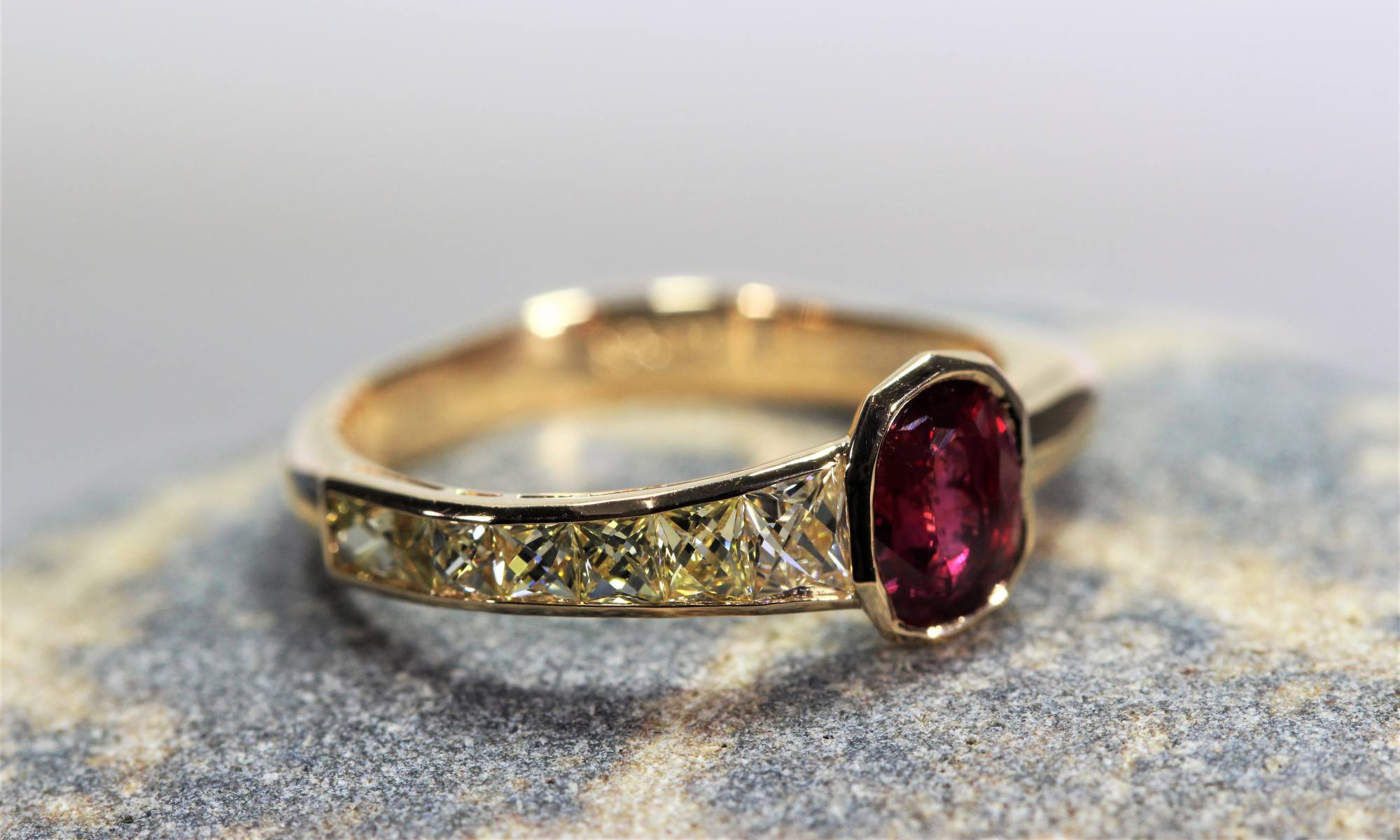 Antique Ruby & French Cut Diamond Pinky Ring