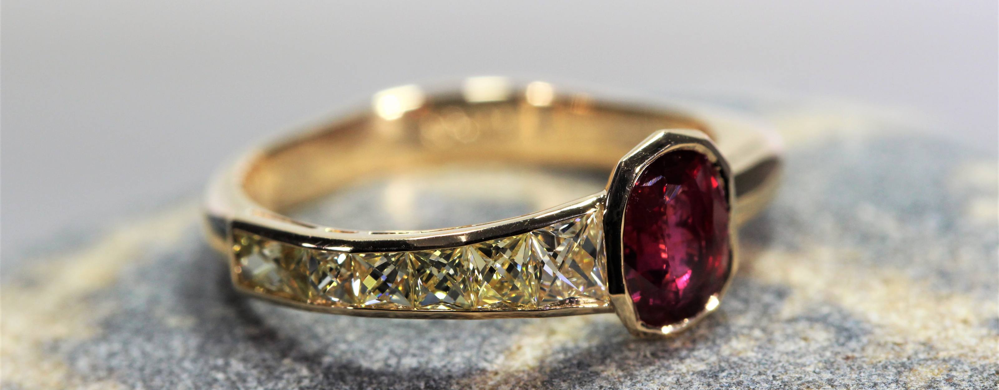 Antique Ruby & French Cut Diamond Pinky Ring