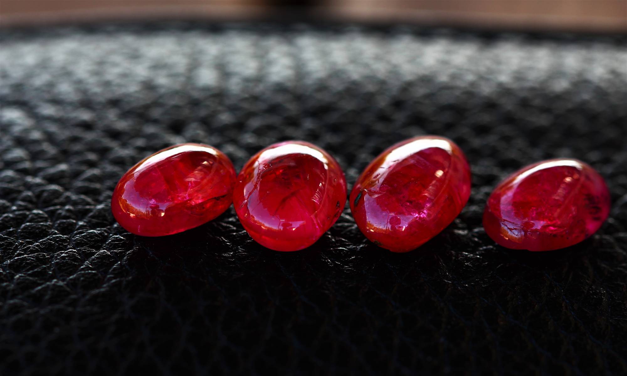 Four Antique Burmese Ruby Beads